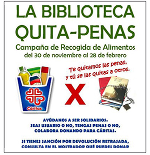 Cartel de la campaña “Biblioteca Quitapenas”