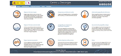 Web del Centro de Descargas del CNIG