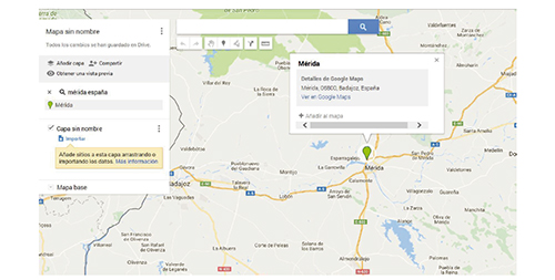 Interface de Google My Maps