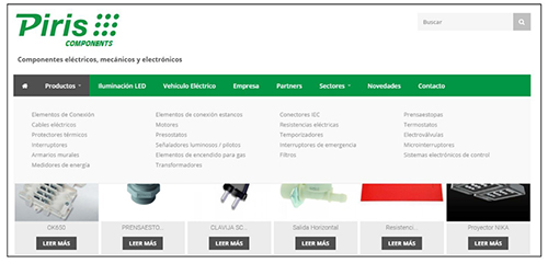 Captura de pantalla. Sistema de navegaci&oacute;n facetado con distintas categor&iacute;as de producto