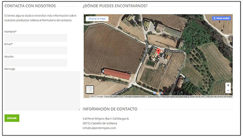 Captura de pantalla. Visualizaci&oacute;n de las plantaciones y la mas&iacute;a para la generaci&oacute;n de confianza en el cliente