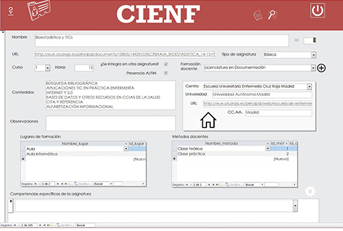 Registro de la Base de Datos CIENF