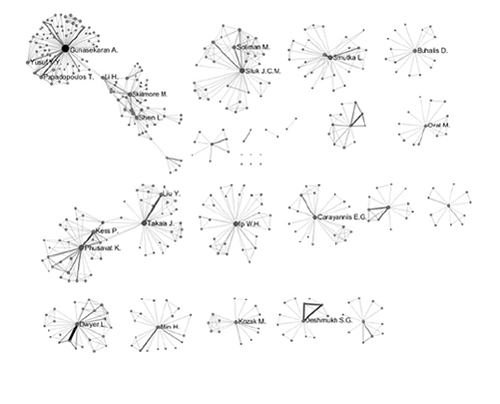 Authors’ networks formed using the search term “competitiveness” from Scopus database