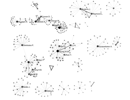 Networks of authors of research papers on SMEs in Scopus database