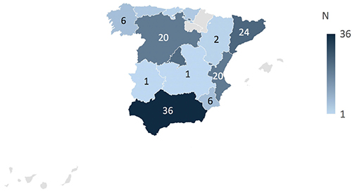 N&uacute;mero de tesis doctorales en Educaci&oacute;n Superior por Comunidad Aut&oacute;noma