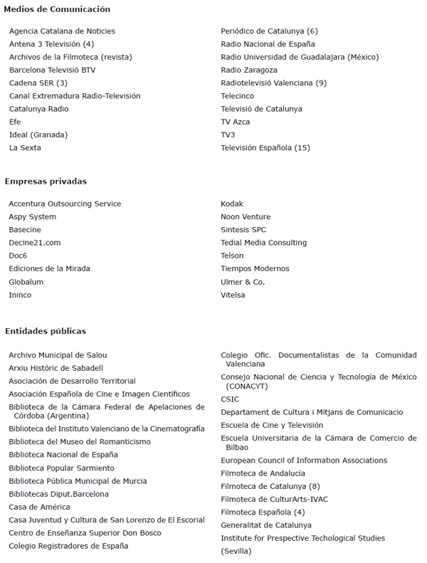 Centros p&uacute;blicos y privados