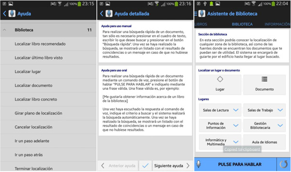 Capturas de pantalla de la funcionalidad Ayuda y B&uacute;squeda R&aacute;pida
